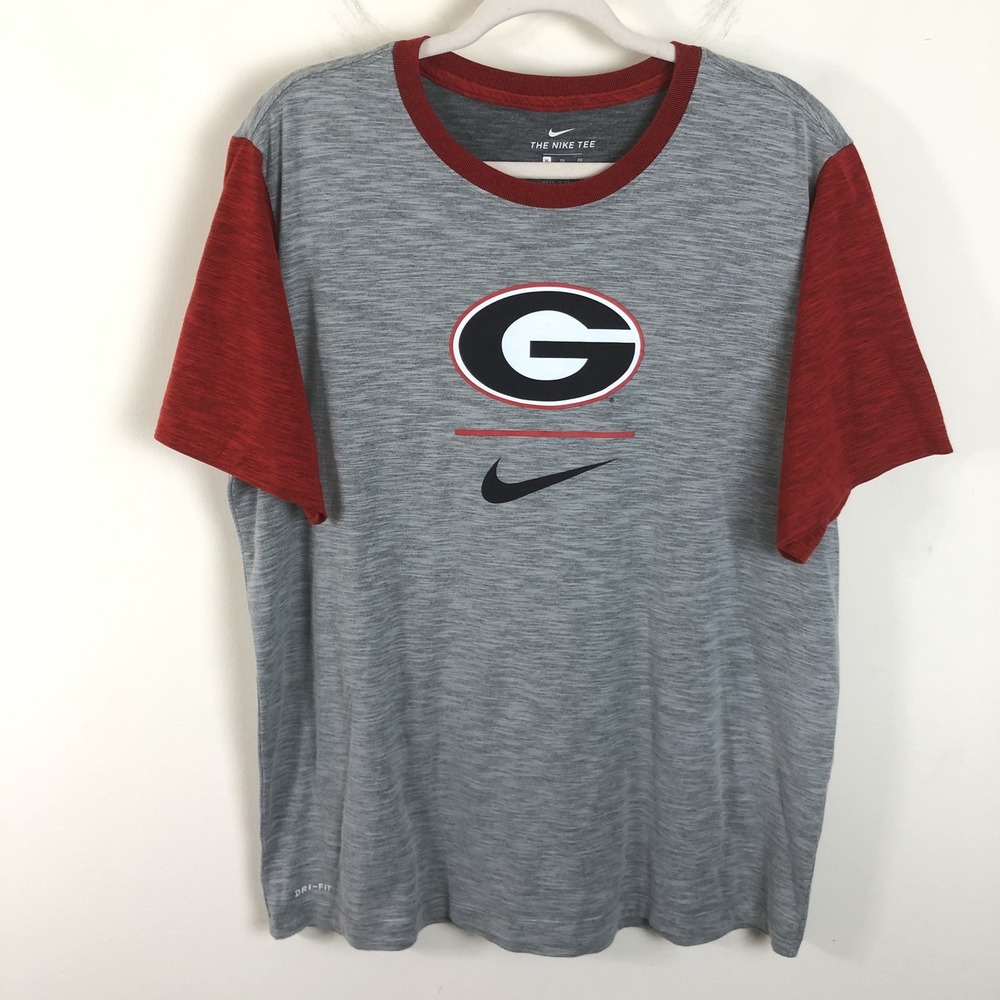 Nike Georgia Bulldogs Shirt Men's Sz XL Gray Red Football NCAA Athletics Sports